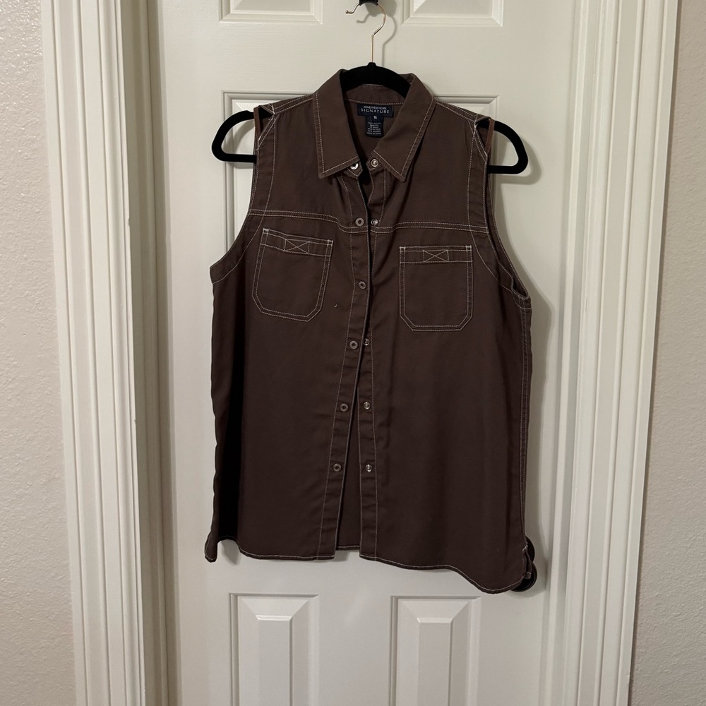 Jones & New York Dark Brown Denim Shirt